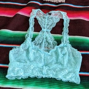 Bright blue lace bralett